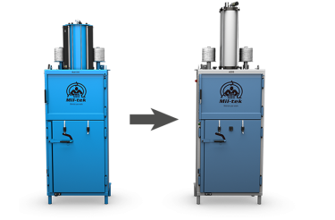 Ældre Mil-tek ballepresser med pil til ny model