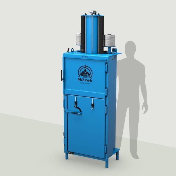 Blå ballepresser til pap og plast 2205 Mil-tek ældre model