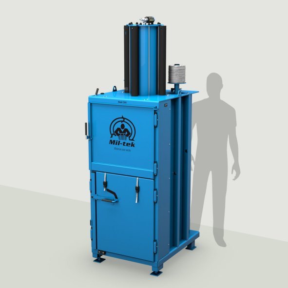 Blå ballepresser til pap og plast 2305 Mil-tek ældre model