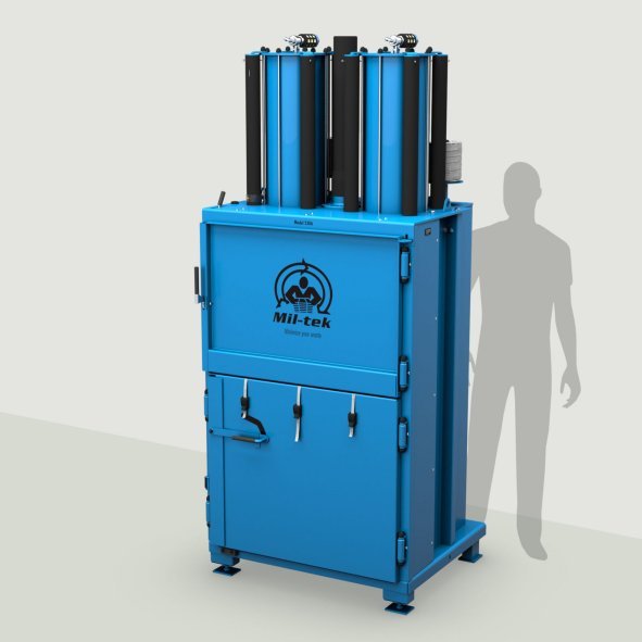 Blå ballepresser til pap og plast 2306 Mil-tek ældre model