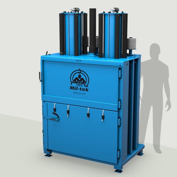 Blå ballepresser til pap og plast 2509 Mil-tek ældre model