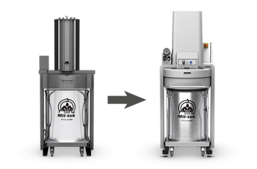 Ældre Mil-tek affaldspresser med pil til ny model