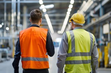 two men with vests conducting an audit